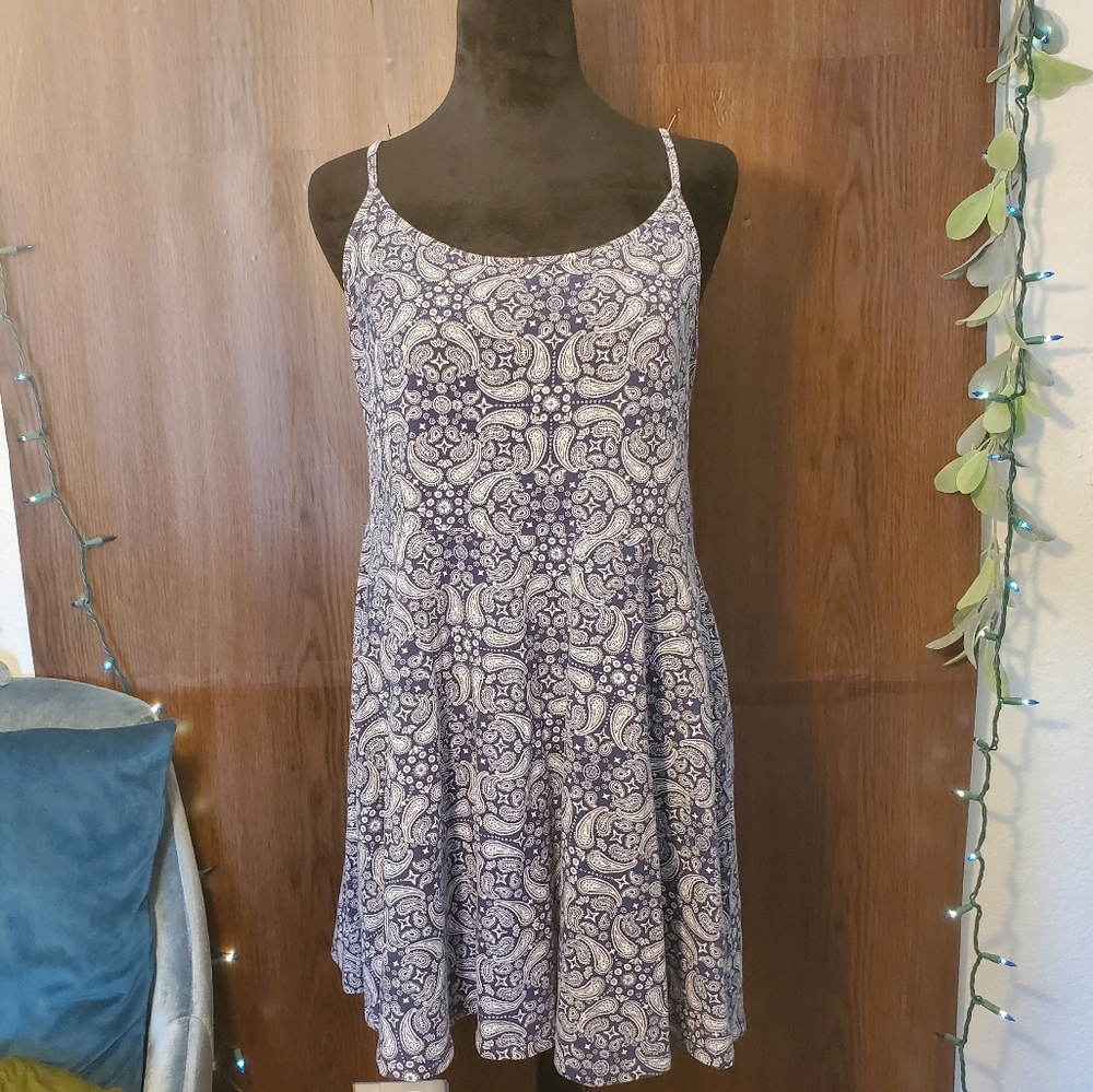 Divided Blue and White Paisley tank dress